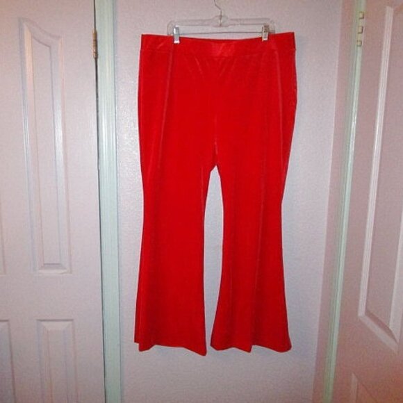 Lane Bryant Red Velvet Pull On Stretch Pants Size 20 Flare High Rise Holiday NWT - Picture 2 of 12